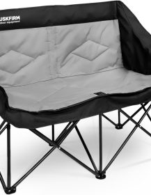 2 Person Camping Chair Oversized Loveseat Camping Chair Double Camping Chairs for Adults Heavy Duty Camping Couch Black Outdoor Folding Chair Portable Patio Lawn Chair