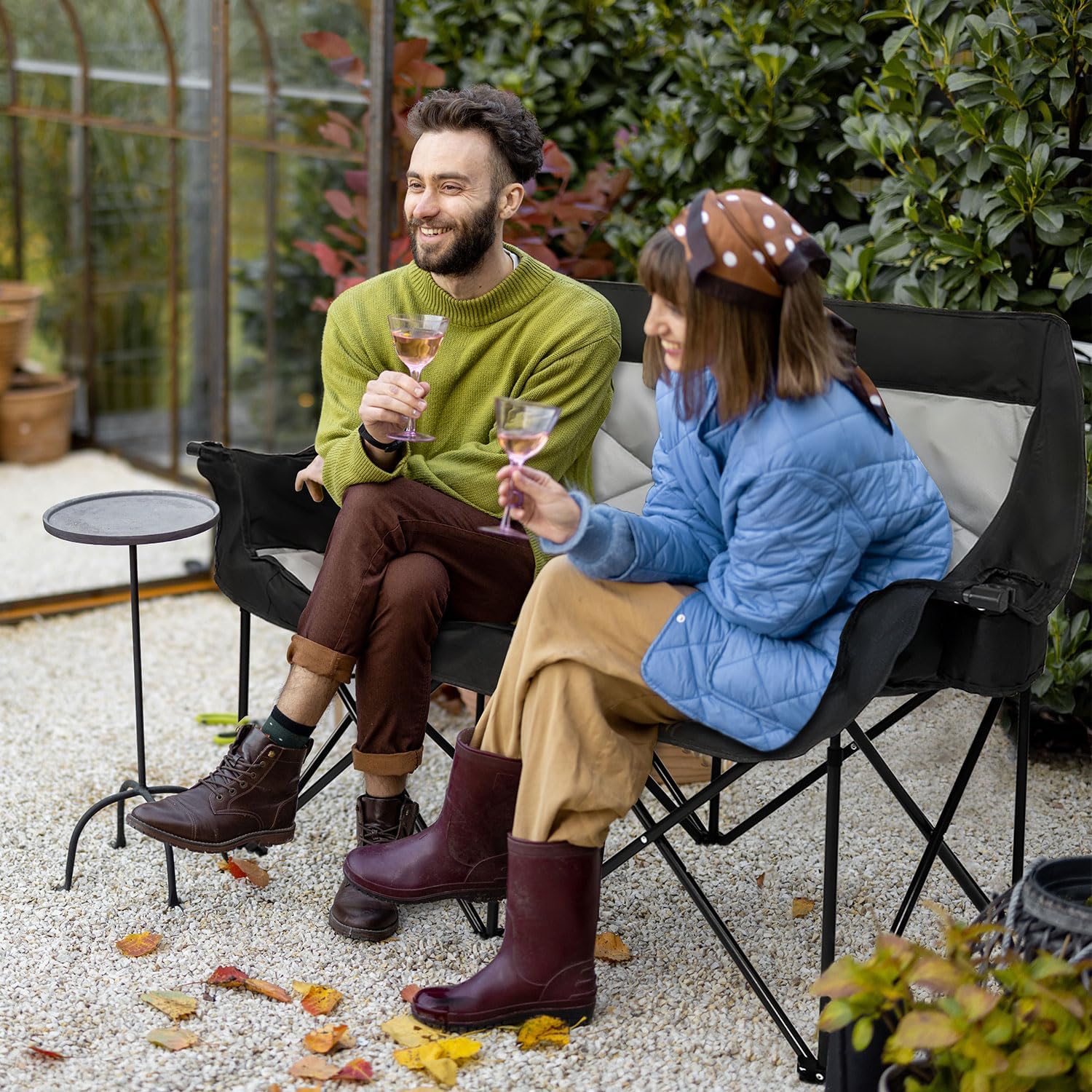 2 Person Camping Chair Oversized Loveseat Camping Chair Double Camping Chairs for Adults Heavy Duty Camping Couch Black Outdoor Folding Chair Portable Patio Lawn Chair - Image 2