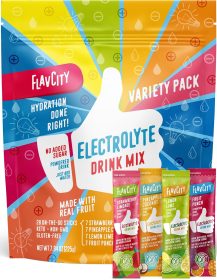 FlavCity Electrolytes Powder Packets - 28 Hydration Packets, Variety Pack - No Added Sugar - Hydration Powder with Real Fruit & Unrefined Sea Salt - Keto & Gluten-Free (28 Stick Packs)