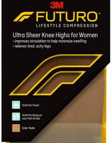 FUTURO Ultra Sheer Knee Highs for Women, Nude, 71060EN, Medium, Moderate (15-20 mm/Hg)