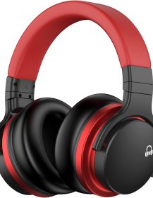 MOVSSOU E7 Active Noise Cancelling Headphones Bluetooth Headphones Wireless Headphones Over Ear with Microphone Deep Bass, Comfortable Protein Earpads, 30 Hours Playtime for Travel/Work, Black